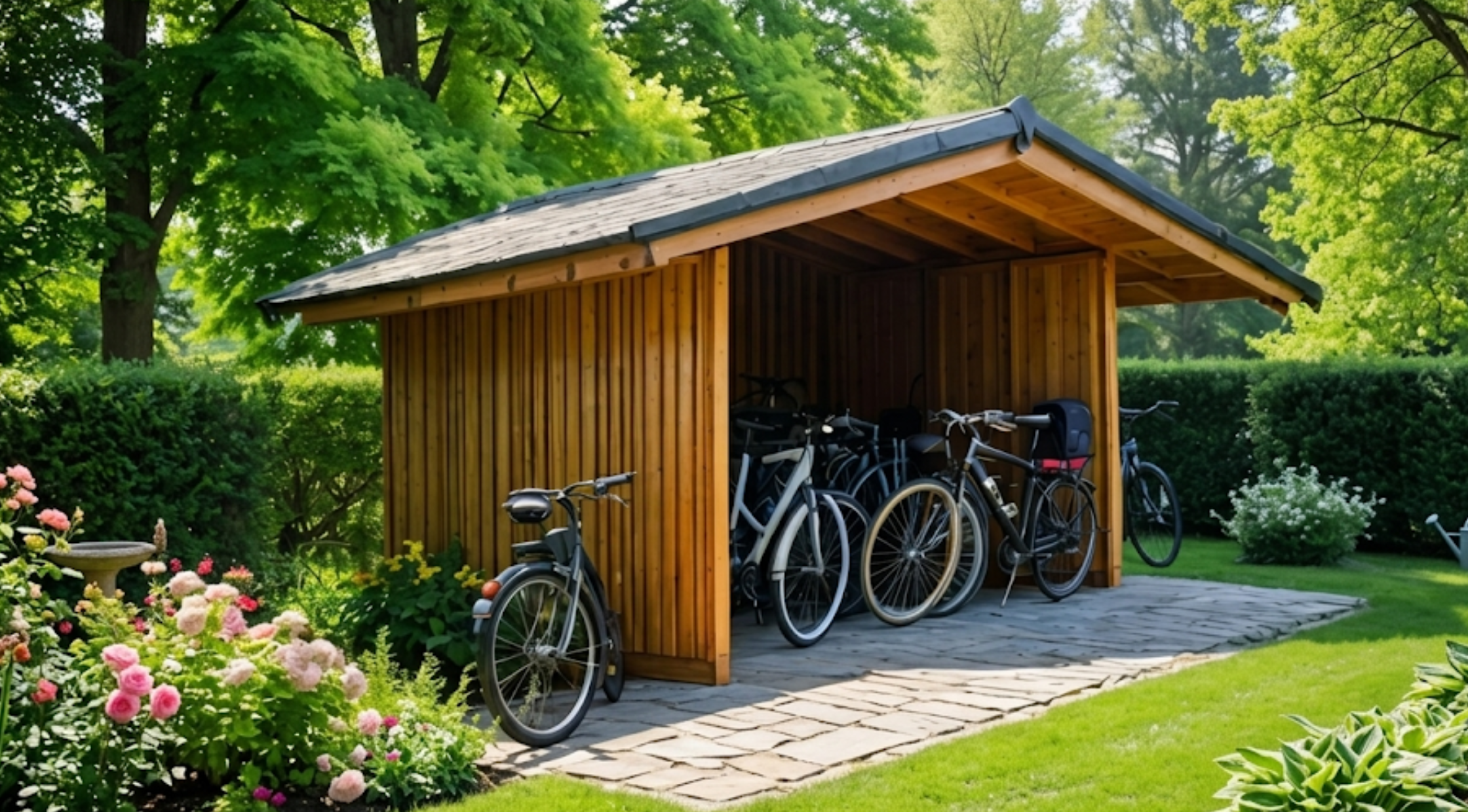 Secure e-bike storage in a wooden or metal bike shed
