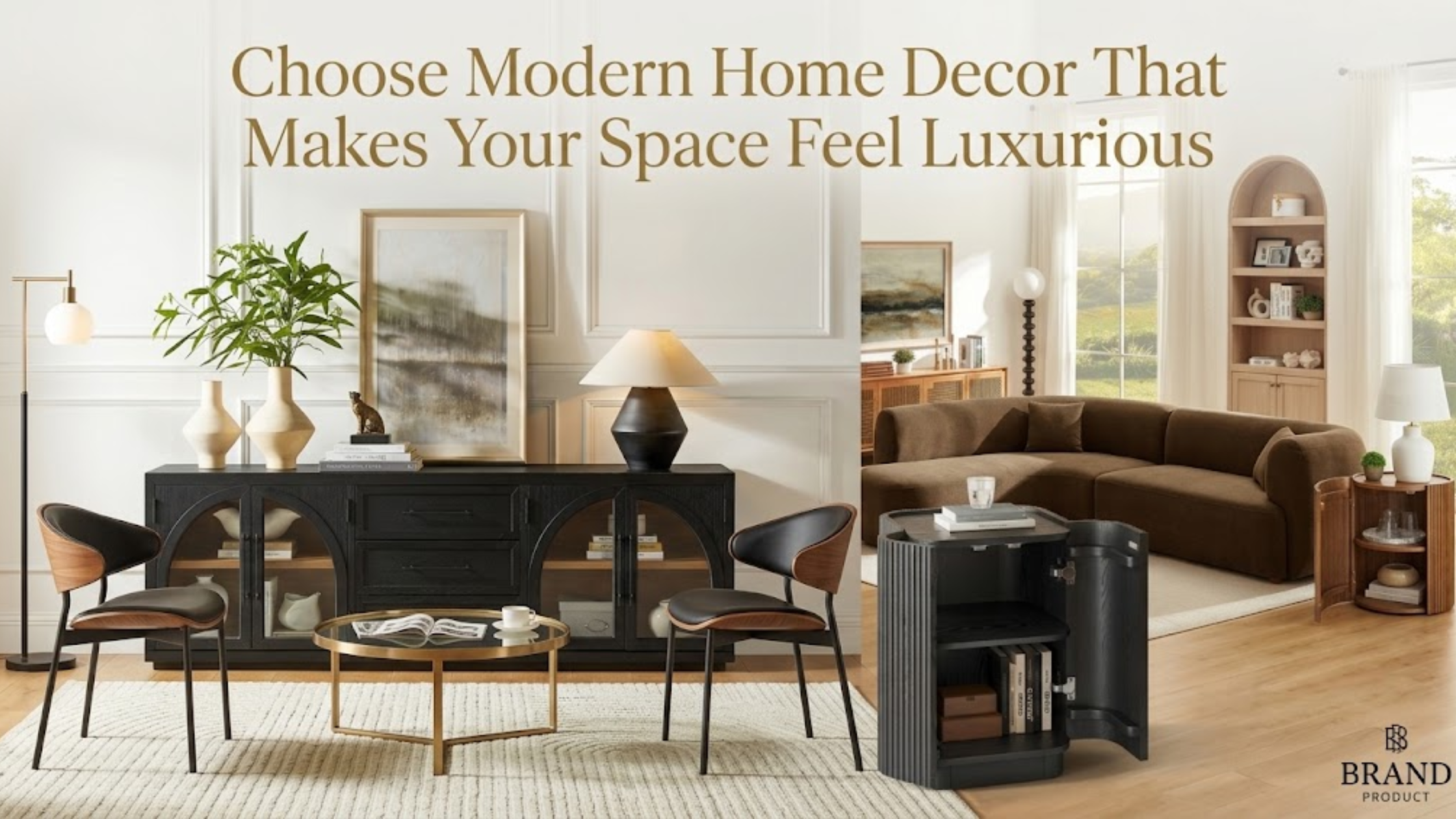 Modern home decor with luxury furniture, coordinated colors, elegant textures, and stylish interior accessories.
